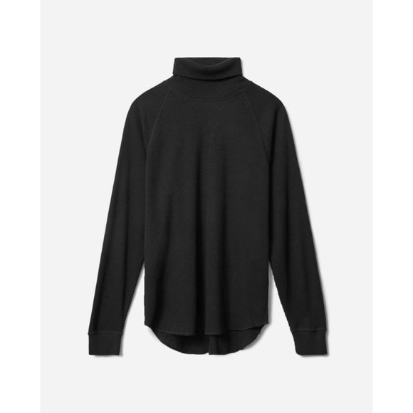 Everlane The Organic Cotton Turtleneck Waffle Tee in Black Small New Womens Top - Picture 10 of 10